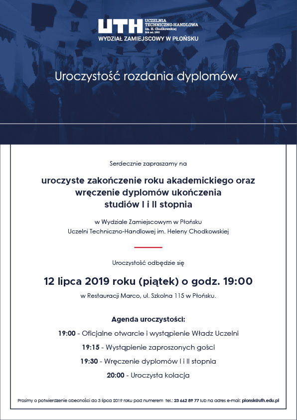 Rozdanie dyplomów 2019 w Płońsku | UTH Warszawa